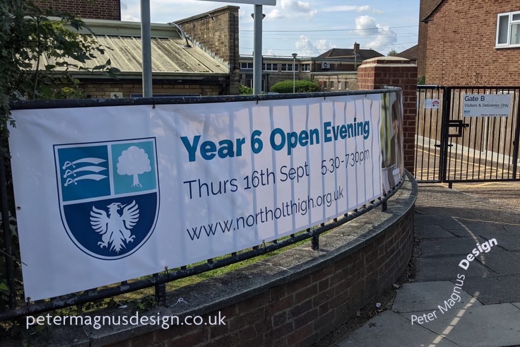 Northolt School open evening banners – Peter Magnus Design