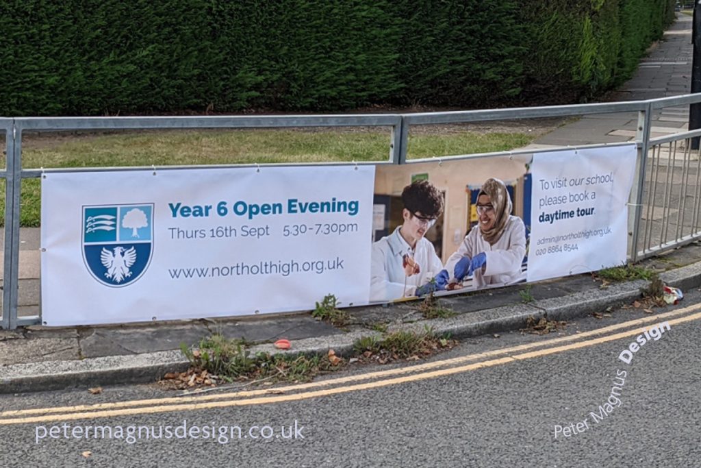 Northolt School open evening banners – Peter Magnus Design