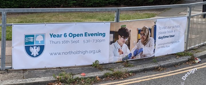 Northolt School open evening banners – Peter Magnus Design